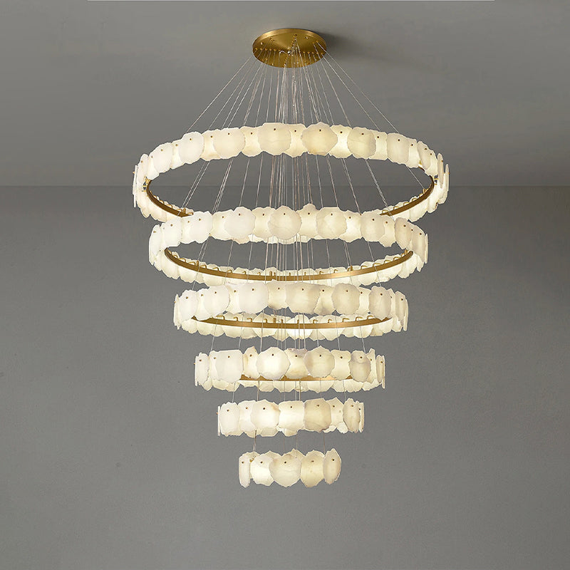 Talan Alabaster Round MultiI-Tier Chandelier