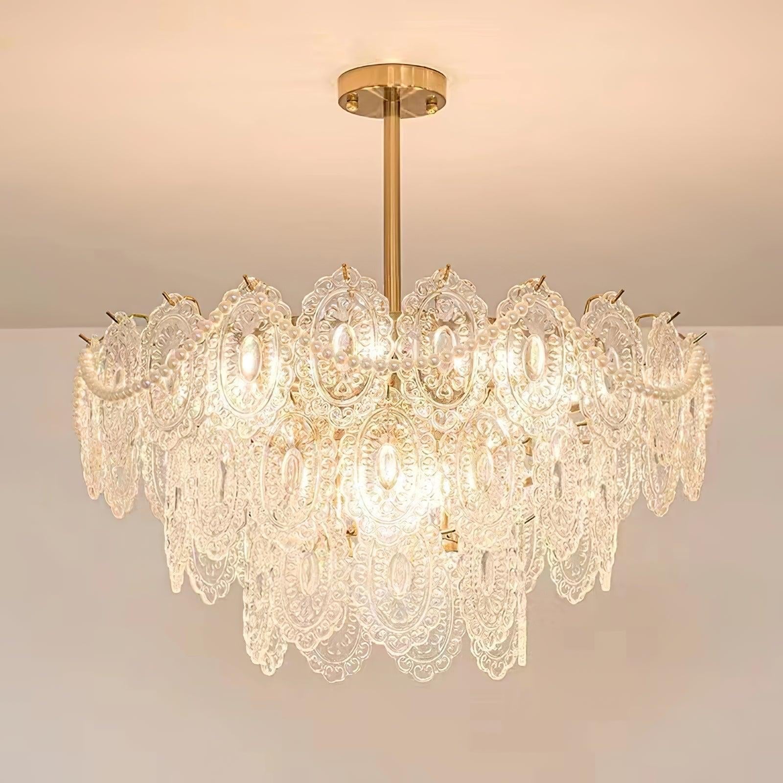 Wave Pearl Style Chandelier - Cylinder-1-Luxehomezone