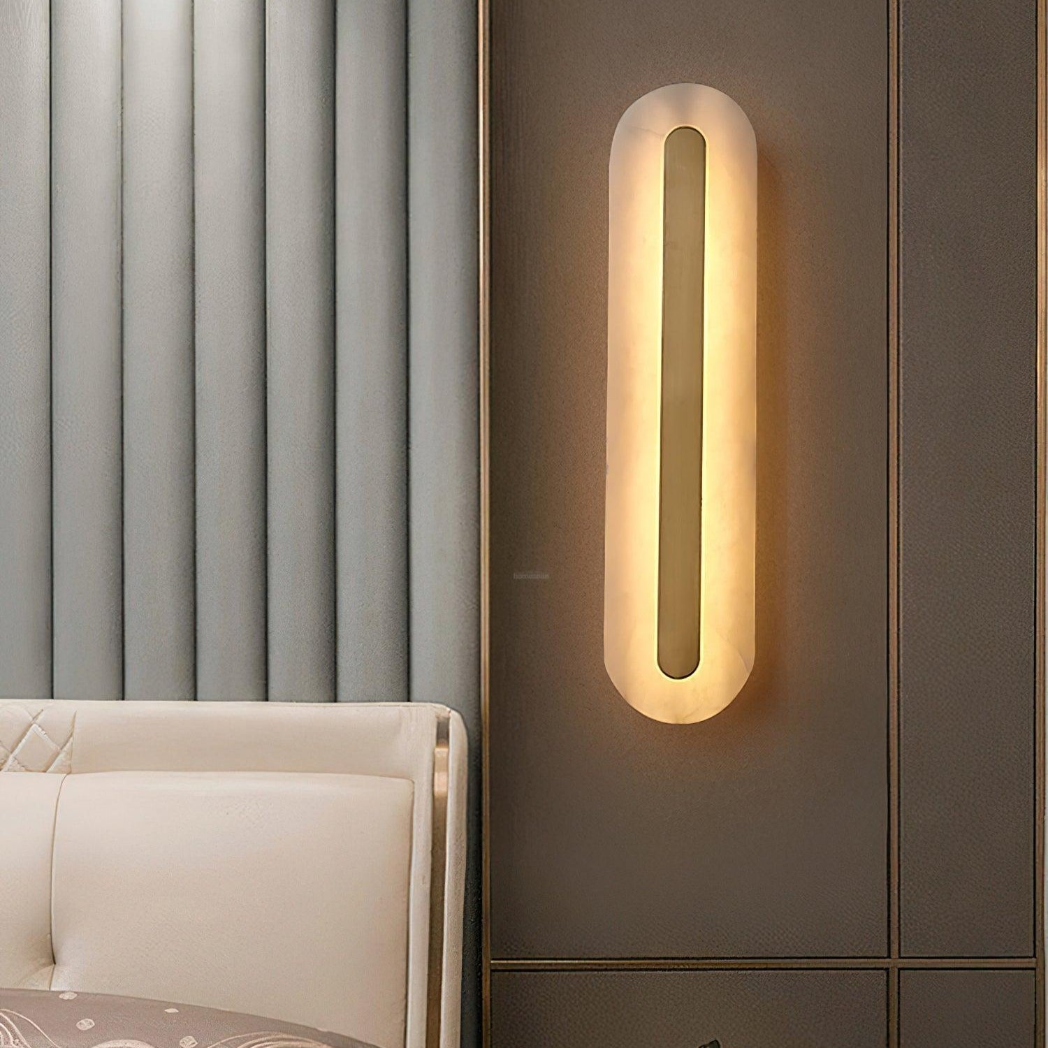 Alabaster Rounded Wall Sconce - Alabaster, Alabaster Wall Lamp-1-Luxehomezone