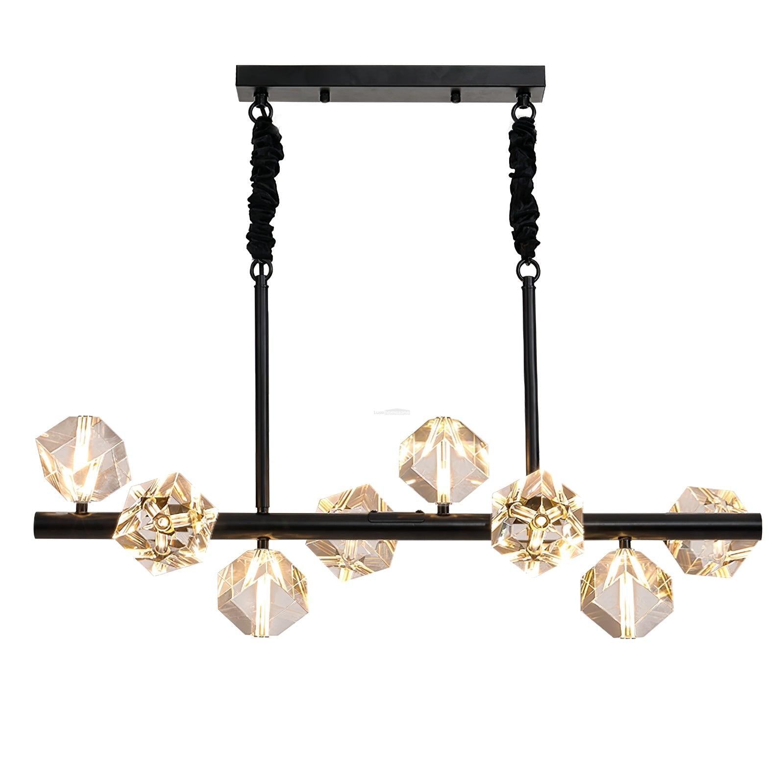 Takku Crystal Linear Chandelier - Black, Gold-1-Luxehomezone