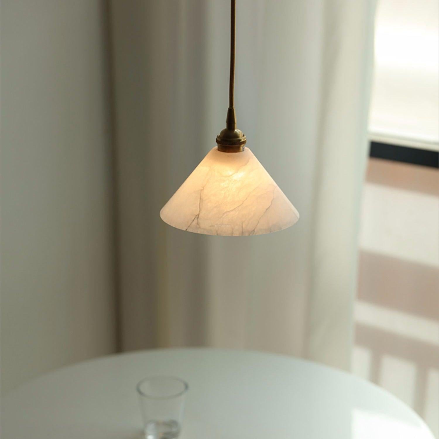 Conical Alabaster Brass Pendant Light - Alabaster, Alabaster Pendant-1-Luxehomezone