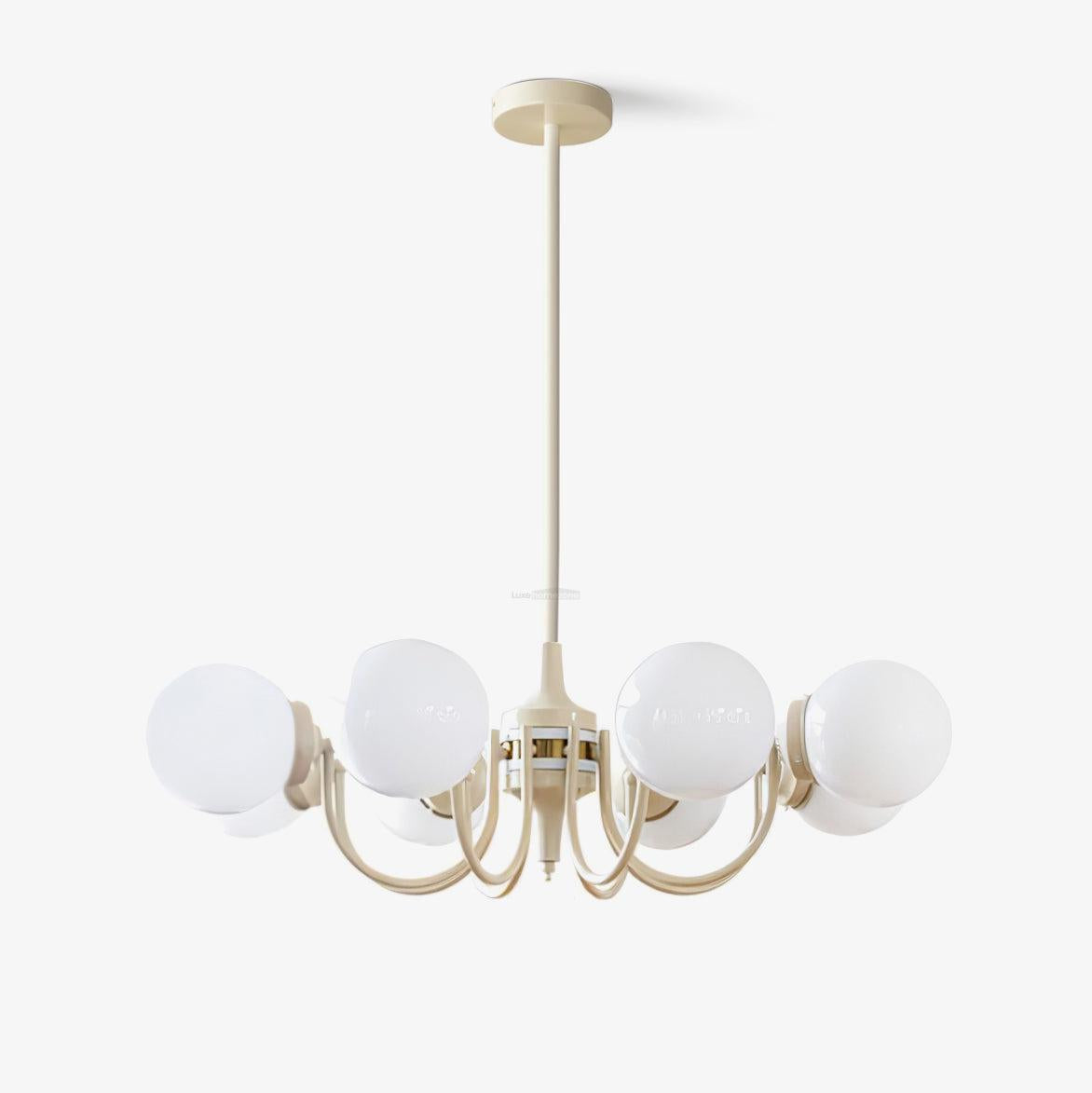 Cream Glass Ball Chandelier ∅ 19.7″ - Bend-1-Luxehomezone