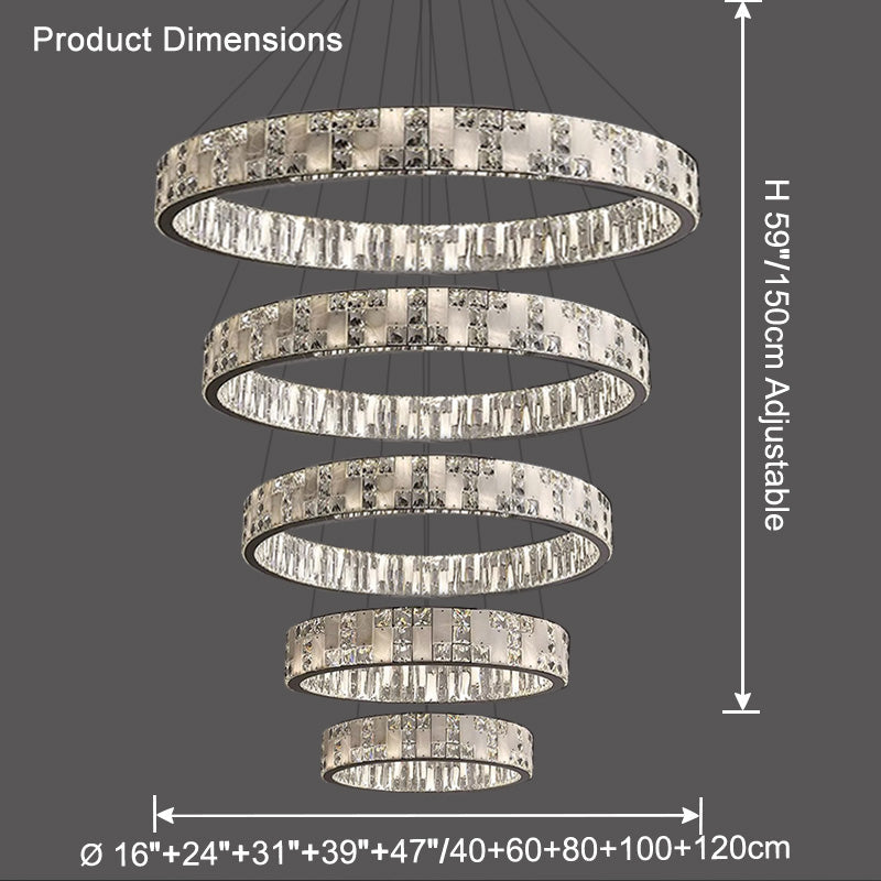 Tiered Round Crystal Alabaster Chandelier