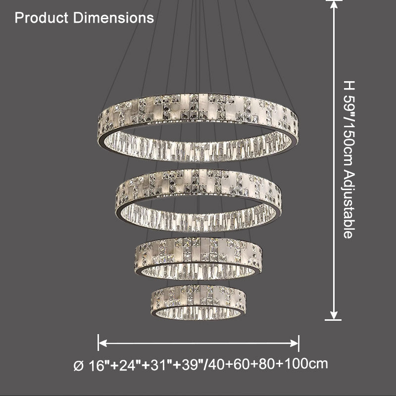 Tiered Round Crystal Alabaster Chandelier