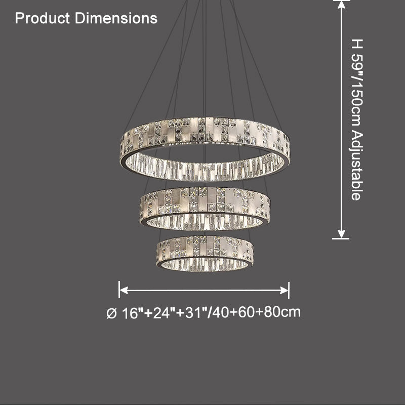 Tiered Round Crystal Alabaster Chandelier