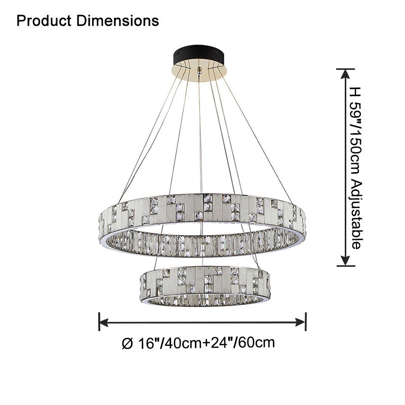 Tiered Round Crystal Alabaster Chandelier