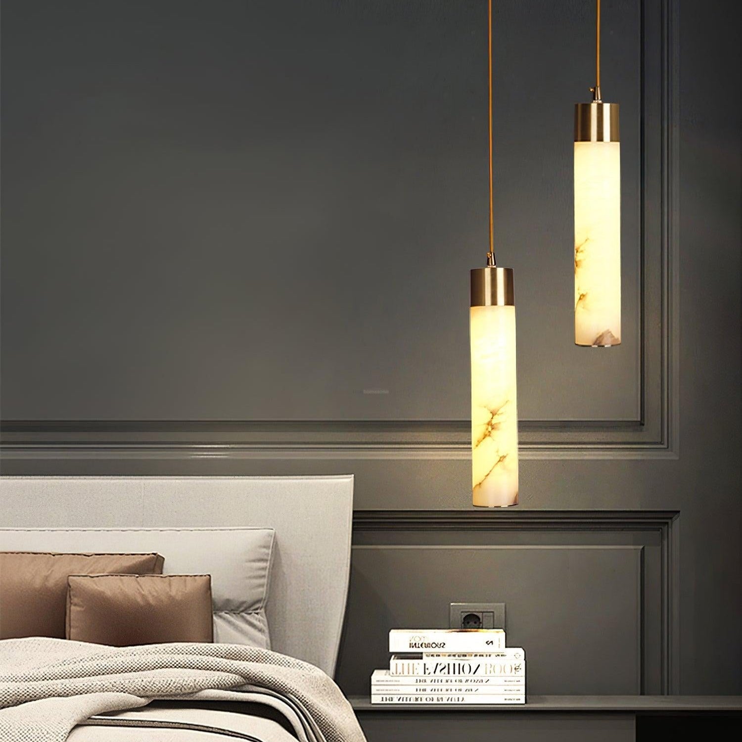 Tala Brass Alabaster Pendant Light - Alabaster, Alabaster Pendant-1-Luxehomezone