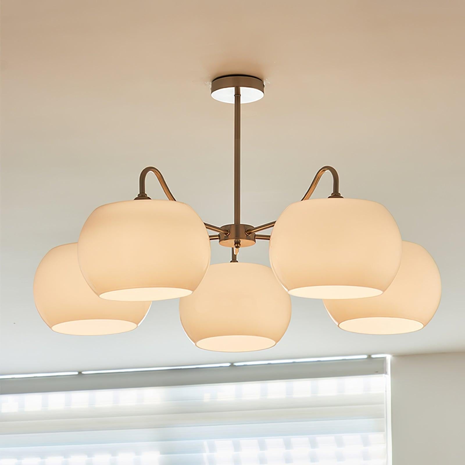 Nickel Glass Persimmon Chandelier with 3/5 heads - Glass Chandelier, Optimized, Persimmon-1-Luxehomezone