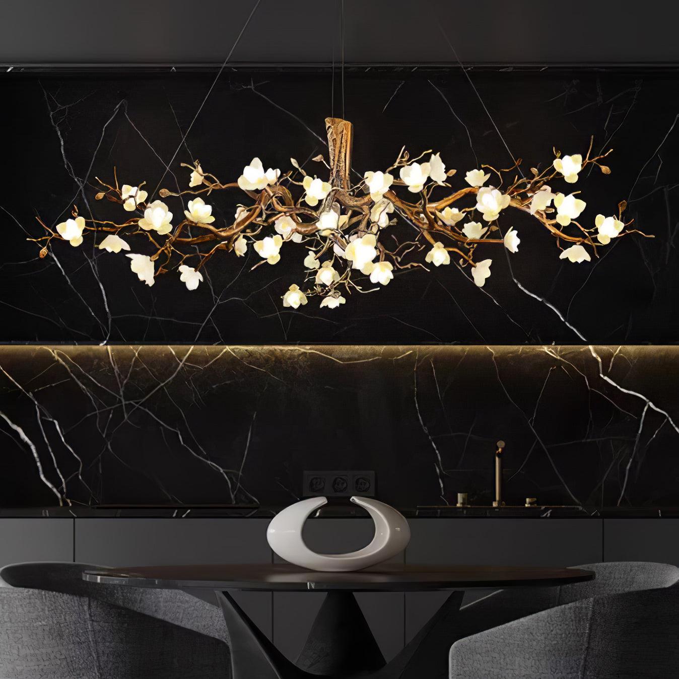 Flower Bloom Branch Type Brass Chandelier