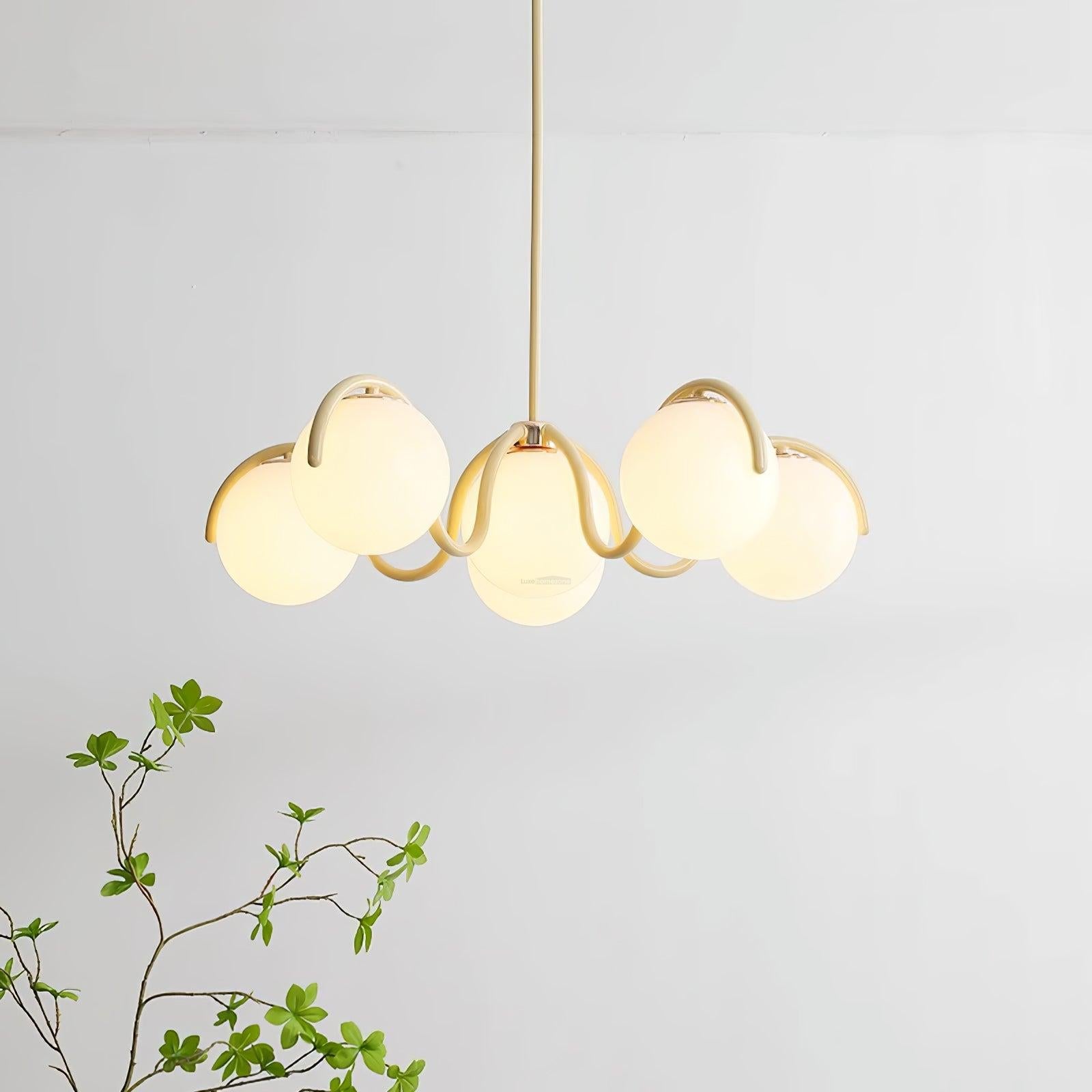 Reedway Curve Linear Chandelier ∅ 27.2″ - Bend, Marshmallow Chandelier-1-Luxehomezone