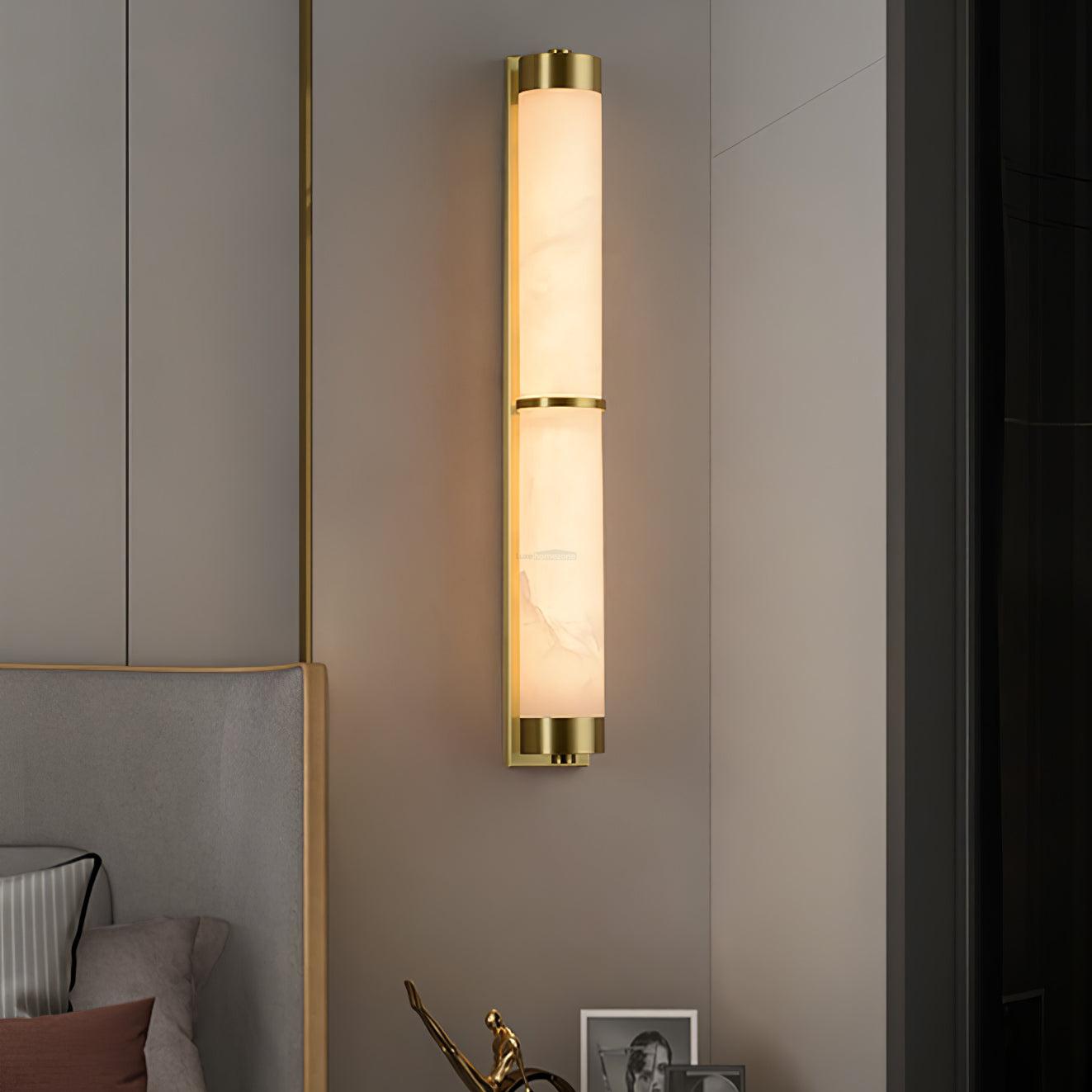 Cylindra Alabaster Brass Wall Sconce - Alabaster, Alabaster Wall Lamp-1-Luxehomezone