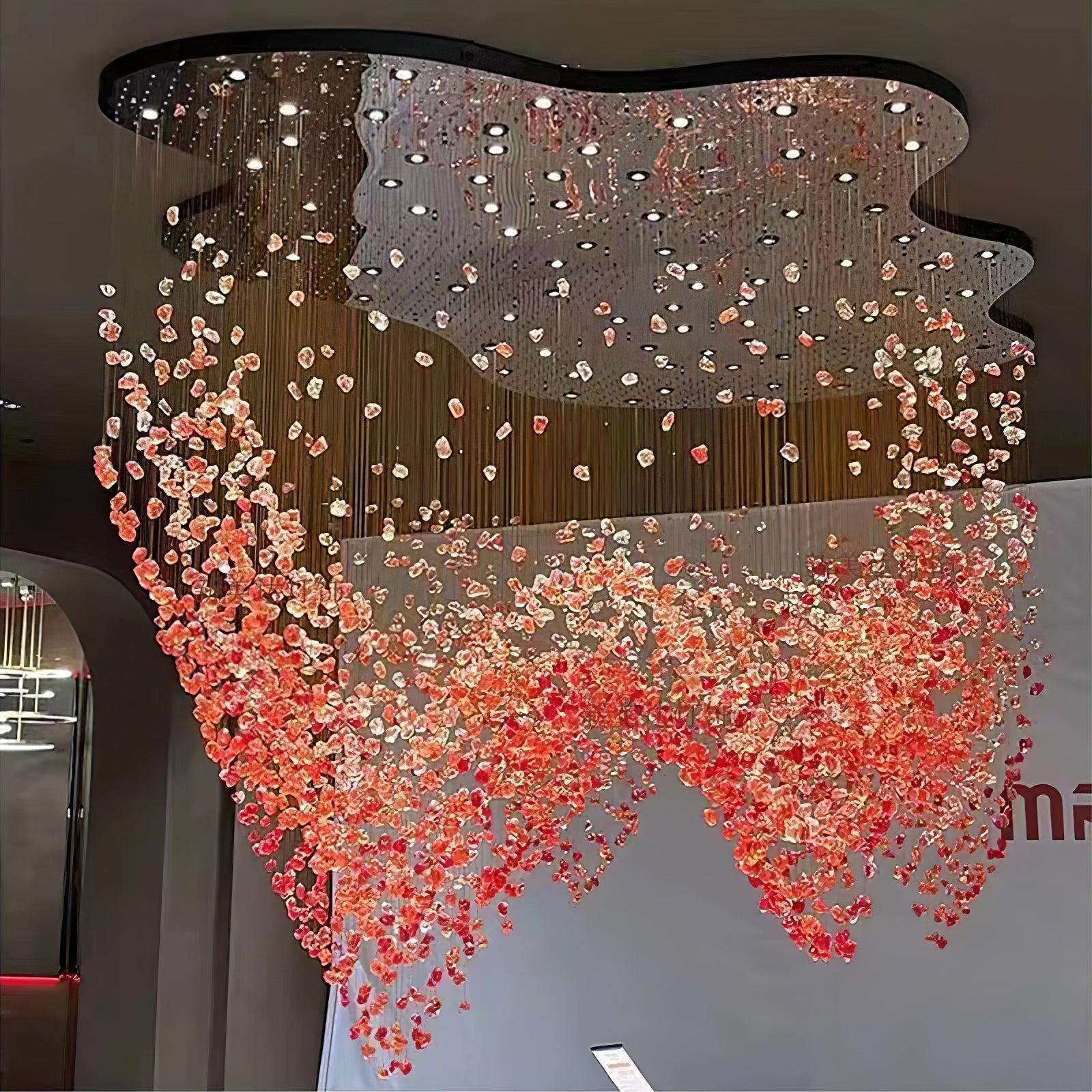 Multicolor Crystal Stone Round/Long canopy Chandelier - Helia-1-Luxehomezone