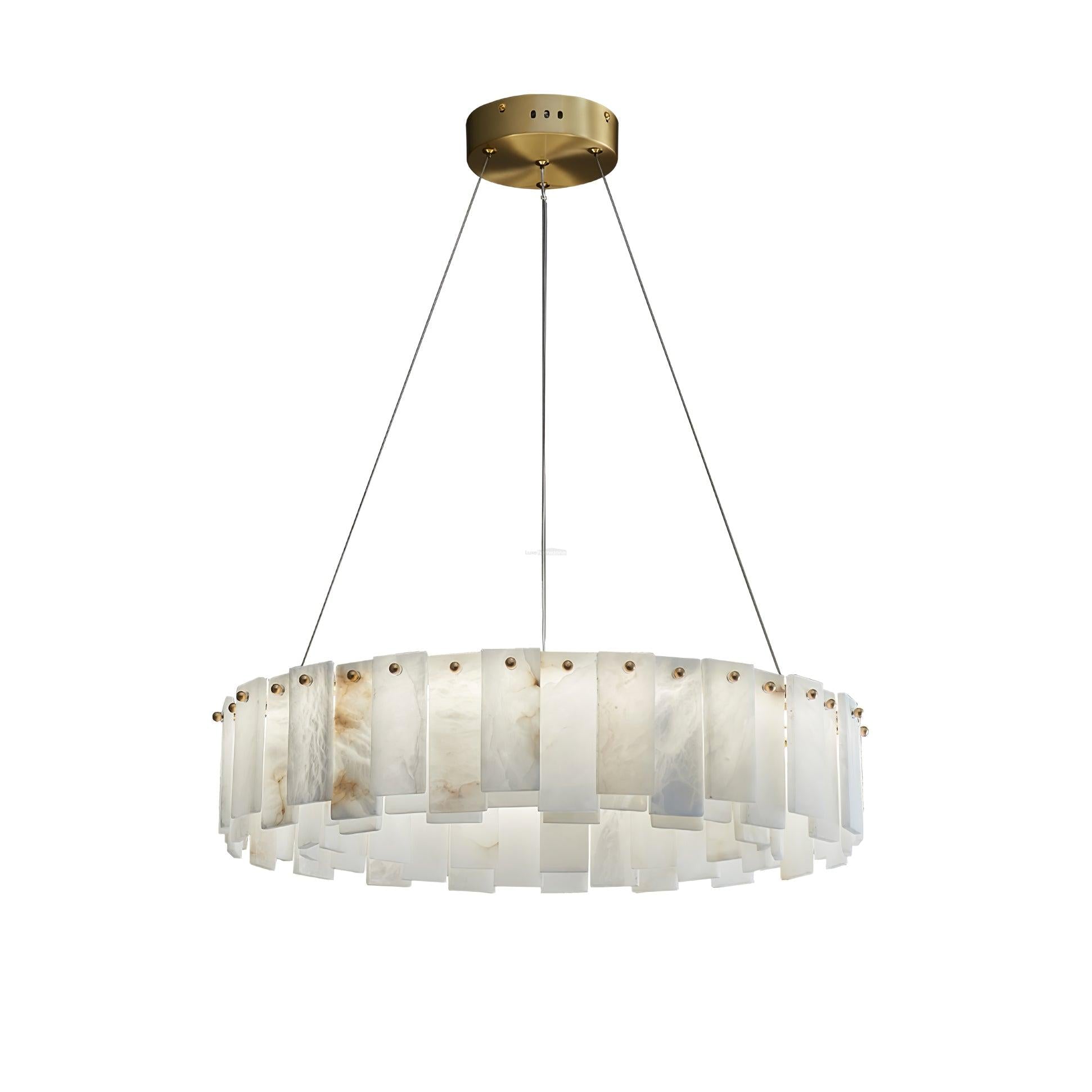 Celestial Alabaster Round/Square Chandelier - Alabaster, Alabaster Chandelier-1-Luxehomezone