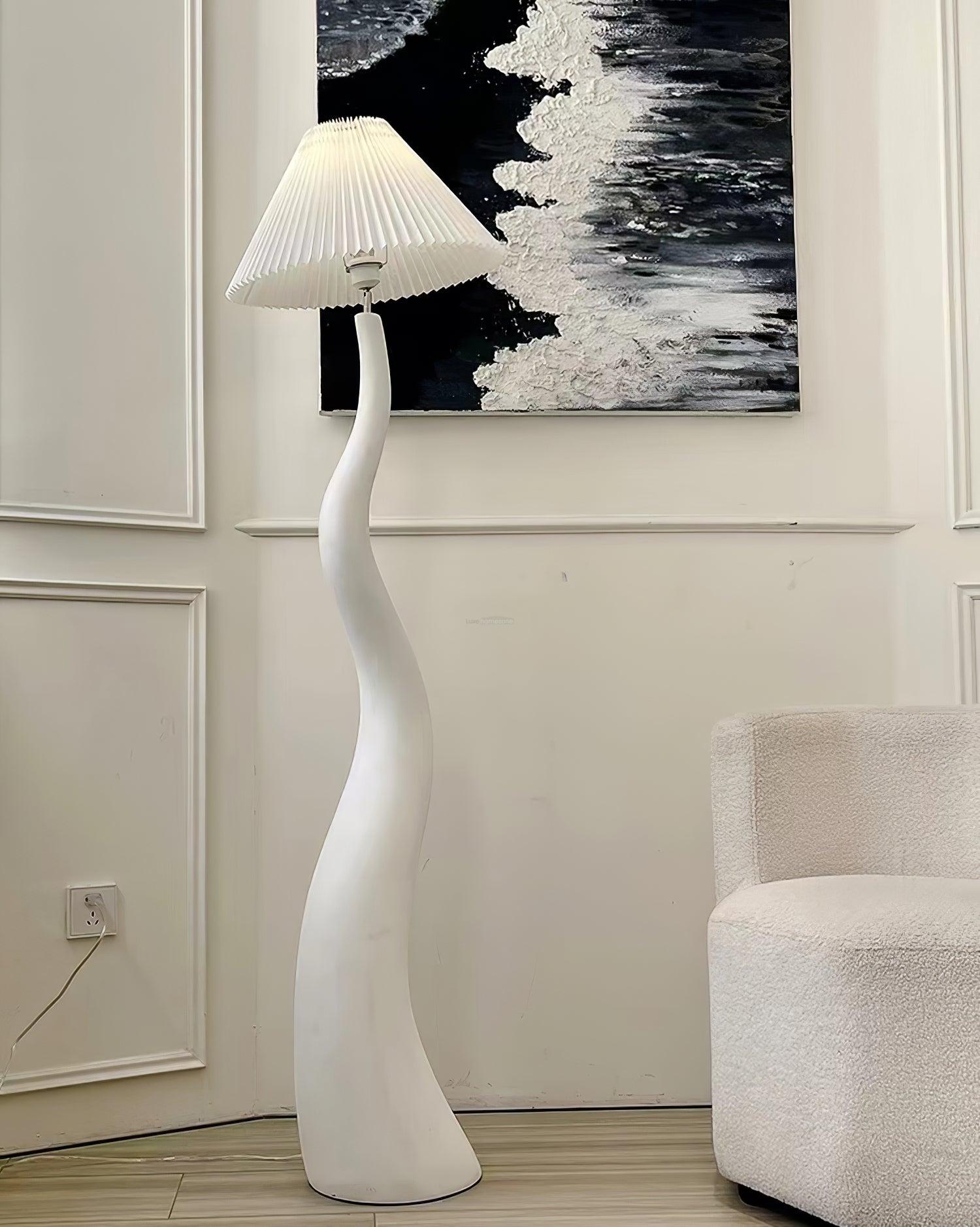 Twisted Pleated Floor Lamp ∅ 17.7″ - Fabric-1-Luxehomezone