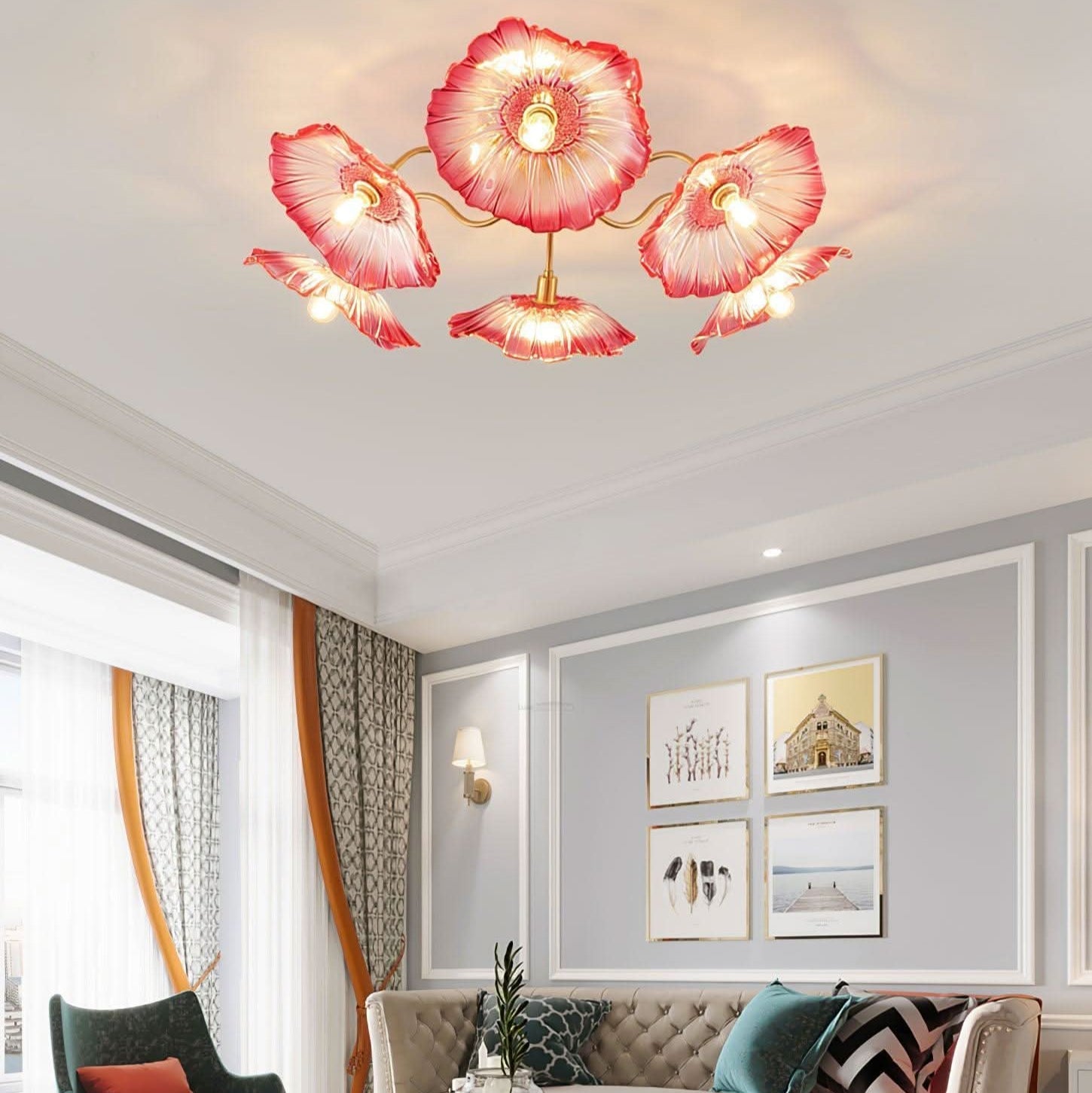 Lotus Leaf Glass Ceiling Lamp ∅ 31.5″/39.4'' - Luxehomezone