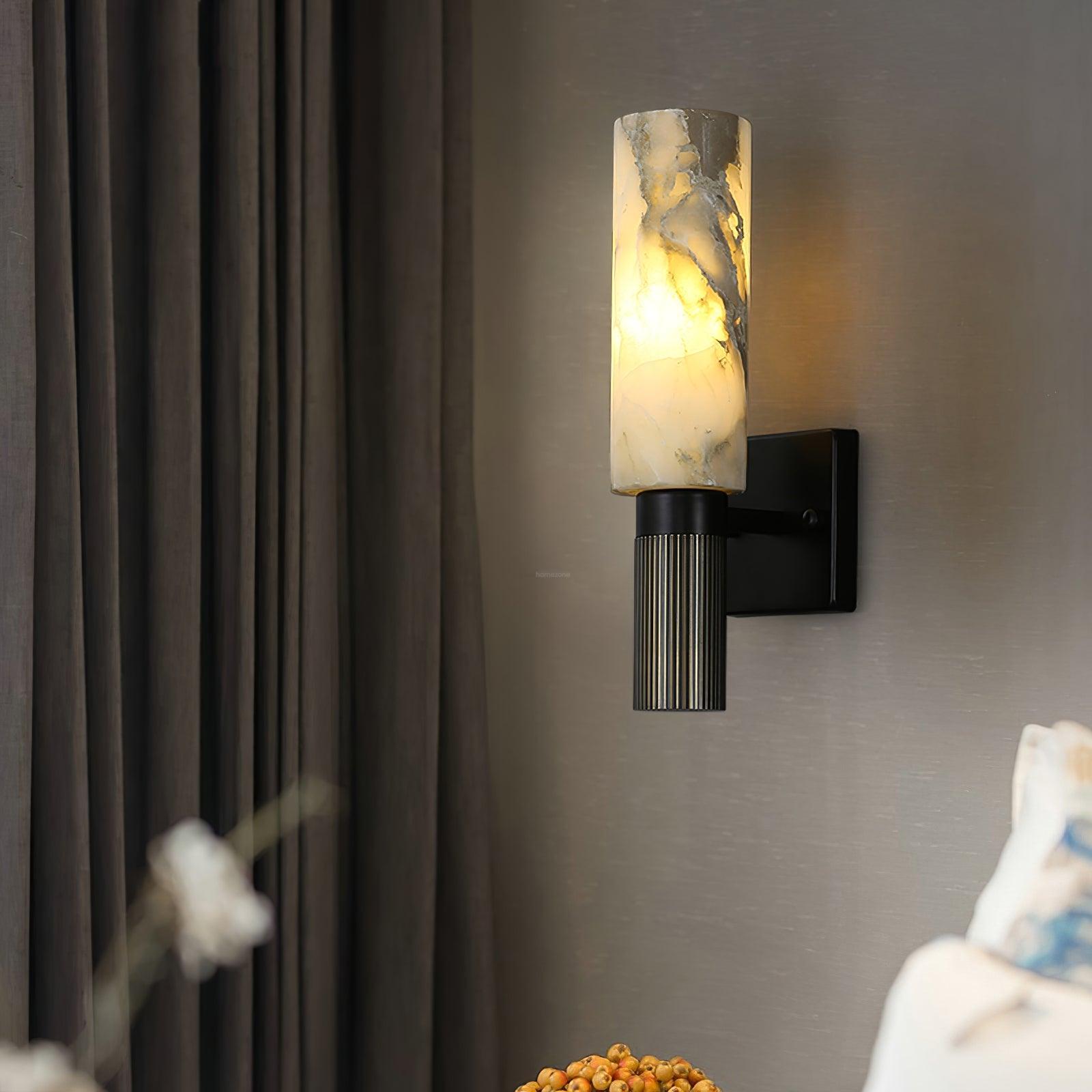 Torch Marble Walll Sconce - Alabaster, Alabaster Wall Lamp-1-Luxehomezone