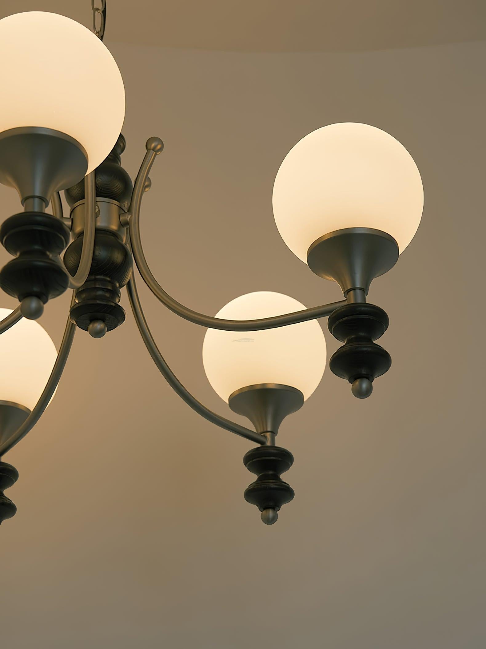 Tina Wooden Chandelier with 3/5 heads - Bend, Marshmallow Chandelier-1-Luxehomezone