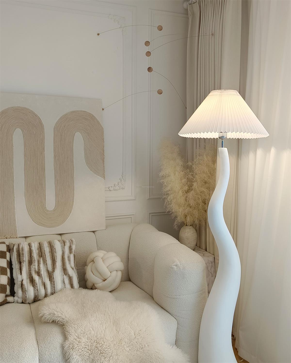 Twisted Pleated Floor Lamp ∅ 17.7″ - Fabric-1-Luxehomezone