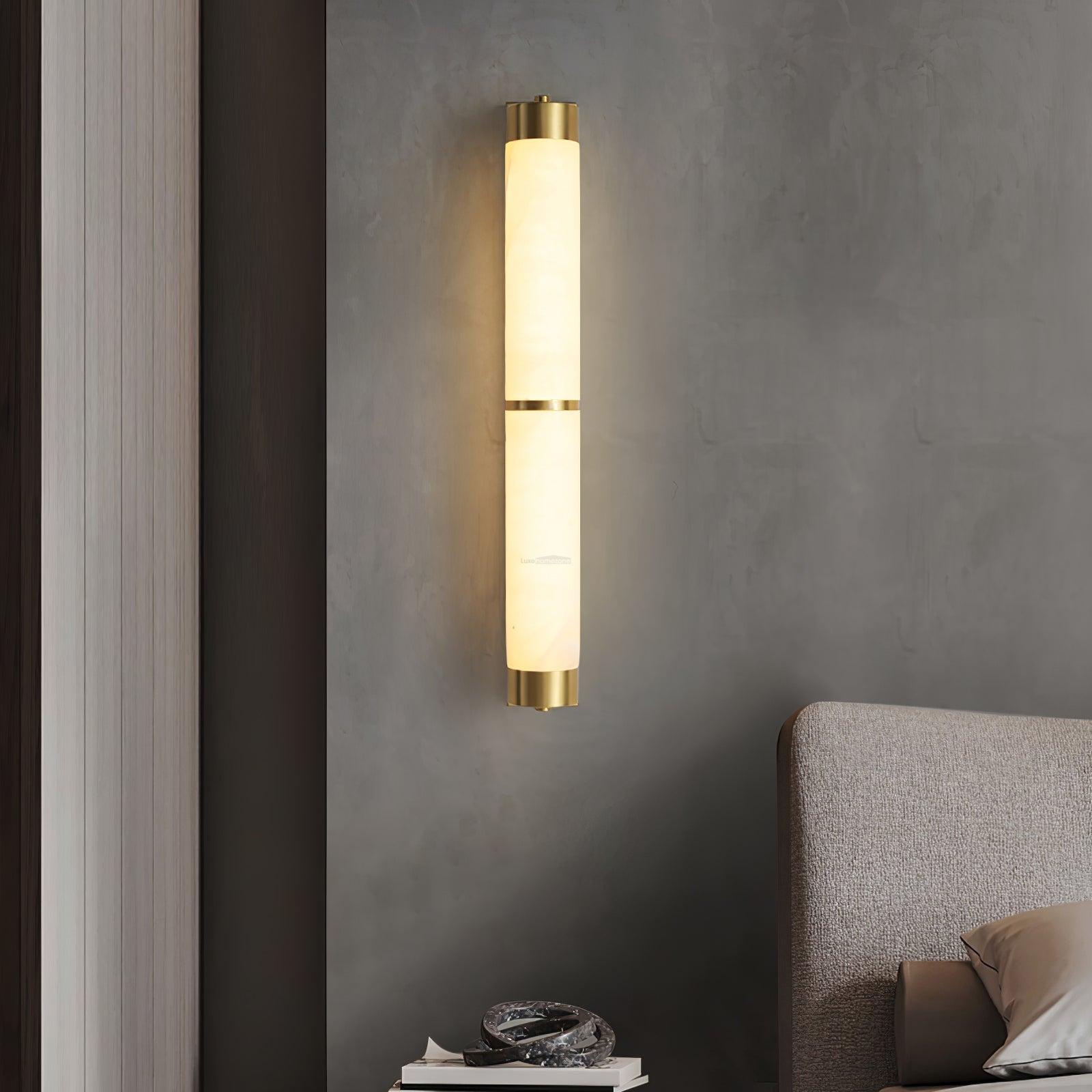 Cylindra Alabaster Brass Wall Sconce - Alabaster, Alabaster Wall Lamp-1-Luxehomezone