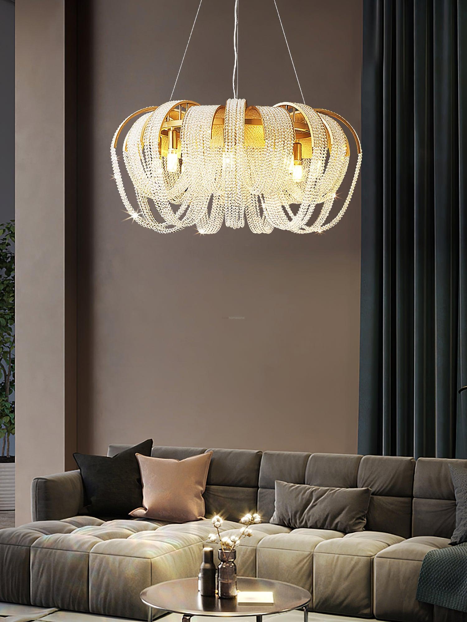 Mesh Crystal Chandelier with 1/6/9 heads - Crystals-1-Luxehomezone