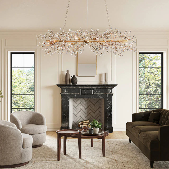 Fiore Crystal Flowers Linear Chandelier  43" 51" 68"