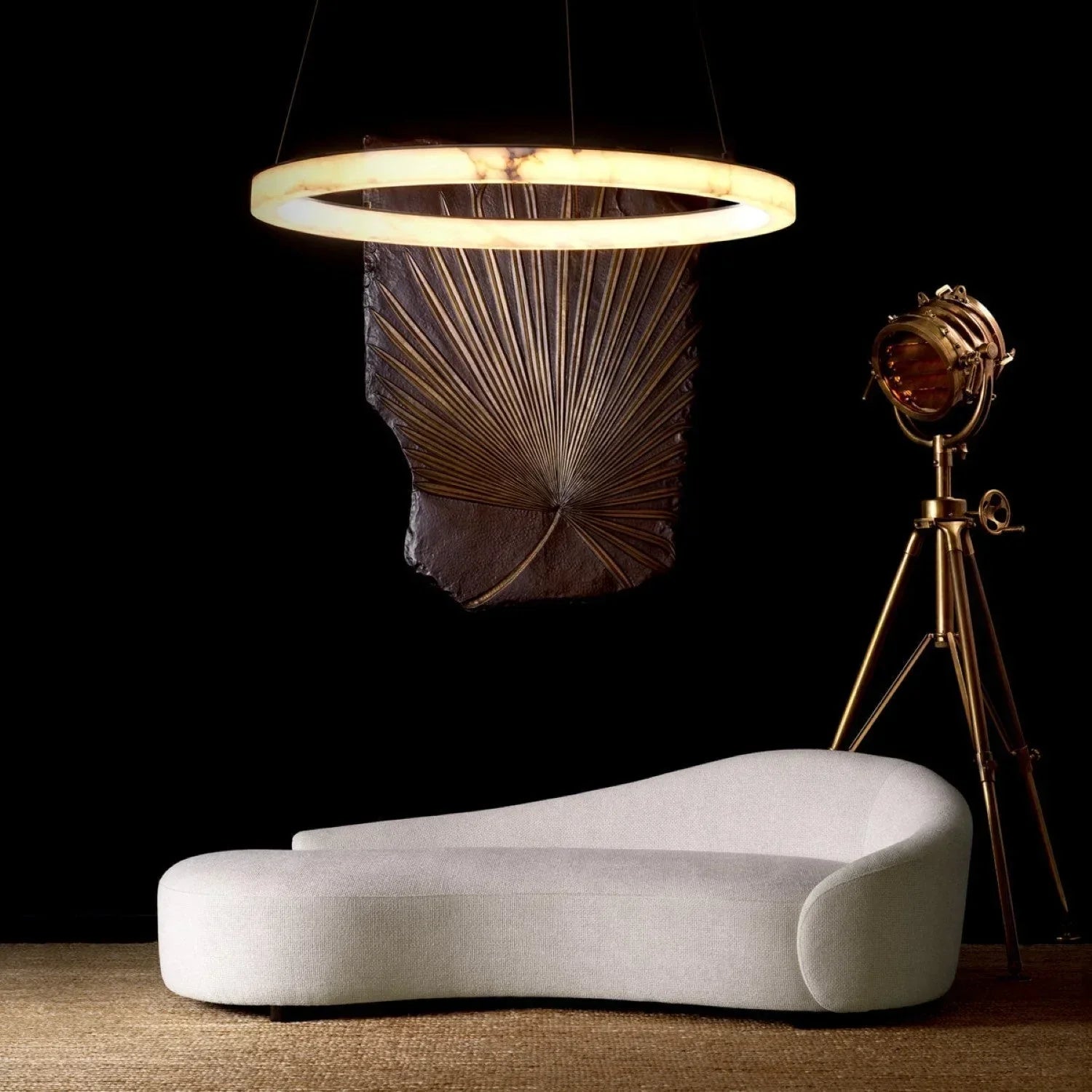 Raymond Modern Round Living Room Alabaster Pendant Chandelier