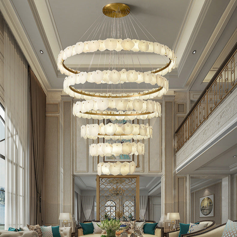 Talan Alabaster Round MultiI-Tier Chandelier