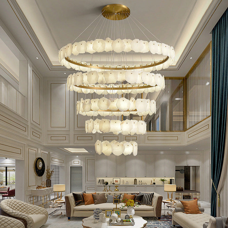Talan Alabaster Round MultiI-Tier Chandelier