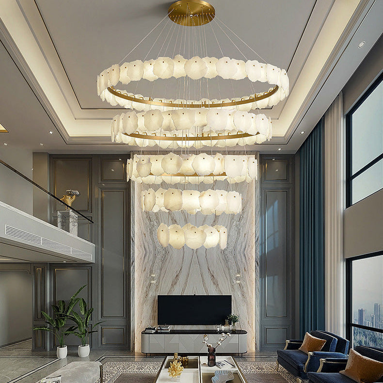 Talan Alabaster Round MultiI-Tier Chandelier