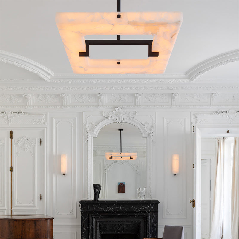 Halo Alabaster Square Chandelier 28" 40"