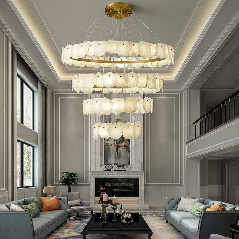 Talan Alabaster Round MultiI-Tier Chandelier