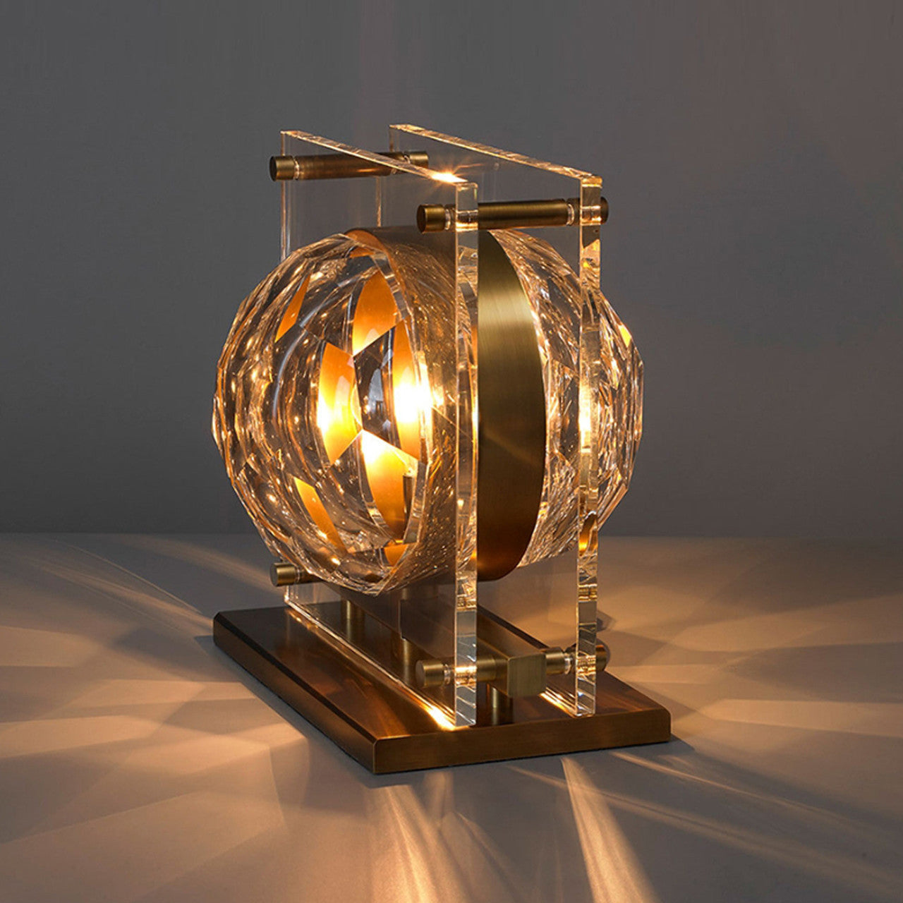 Ice-III Crystal Table Lamp Brass