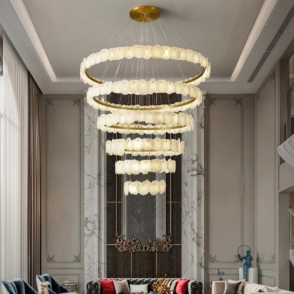 Talan Alabaster Round MultiI-Tier Chandelier