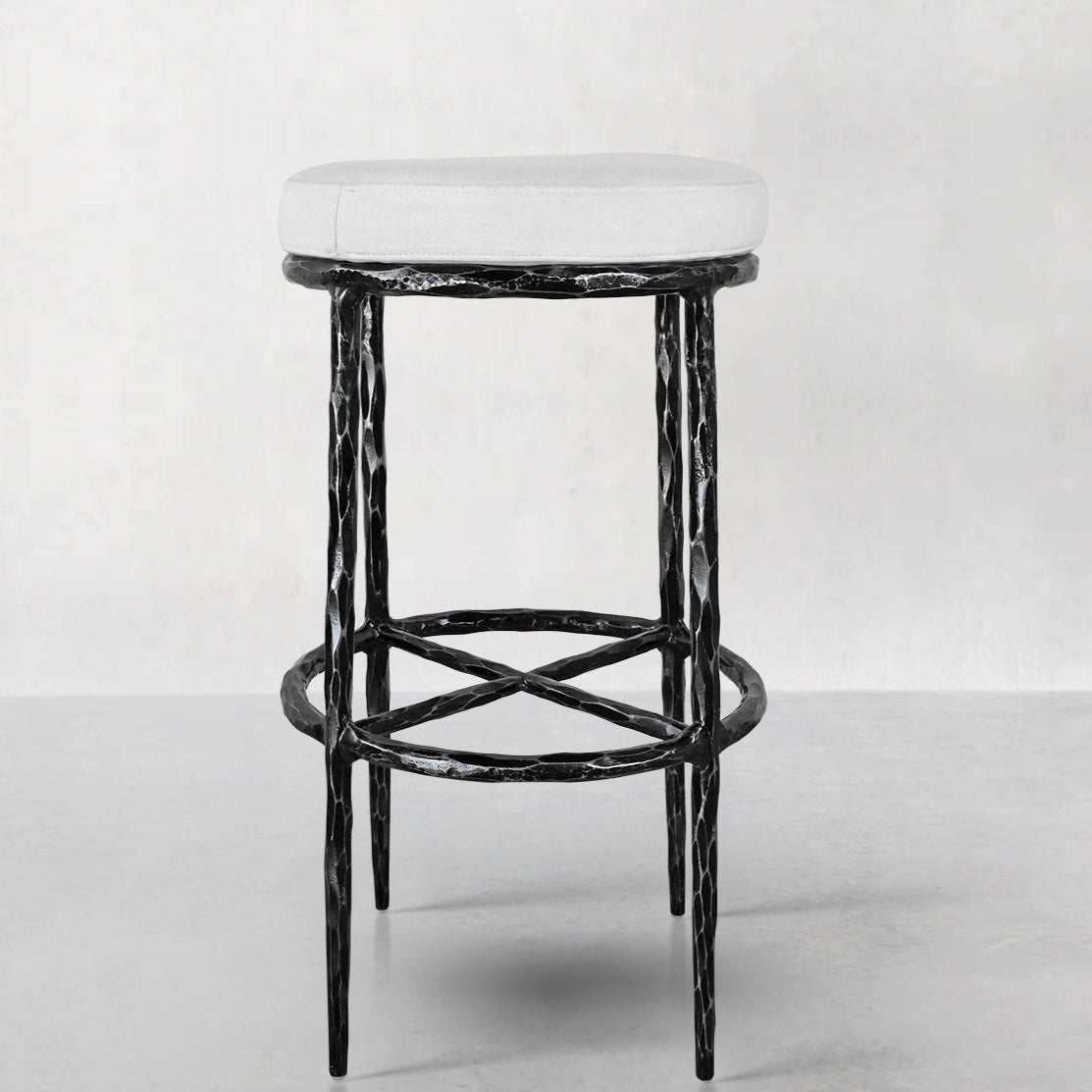 Thaddeus Backless Fabric Swivel Stool