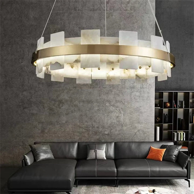 Anita Alabaster Round Chandelier