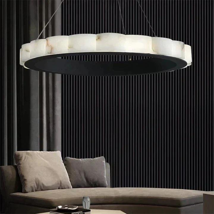 Melonie Alabaster Round Chandelier 23" 32" 39"