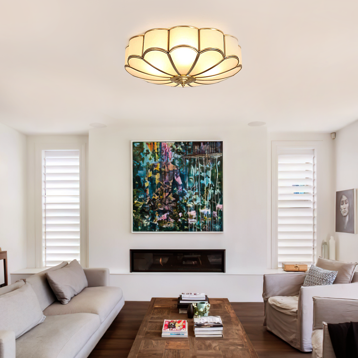 Flower Shape Glass Recessed Ceiling Light-Glass Flush Mount - Flush Mounts, Optimized-1-Luxehomezone