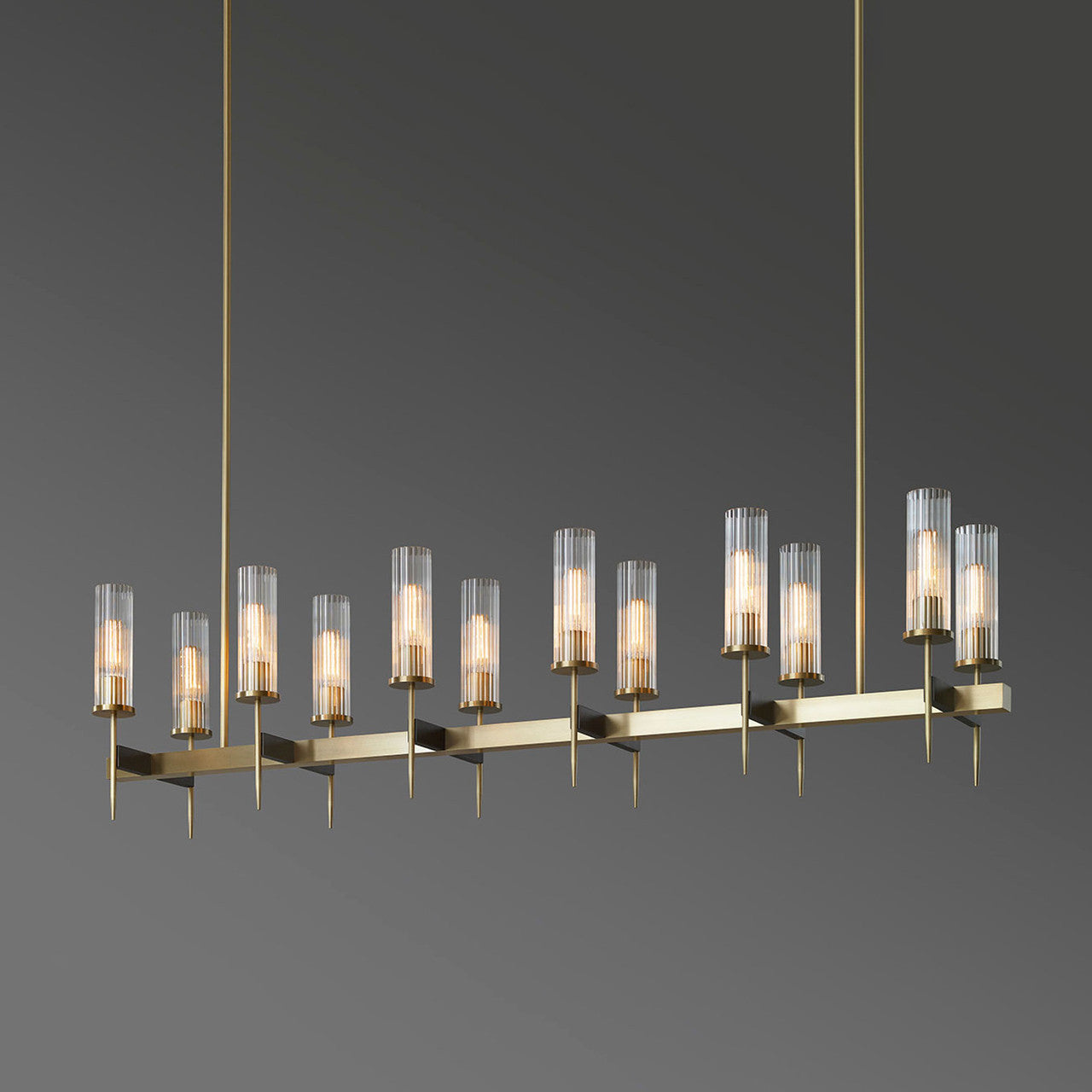 Aicken Glass Linear Chandelier 10 Lights