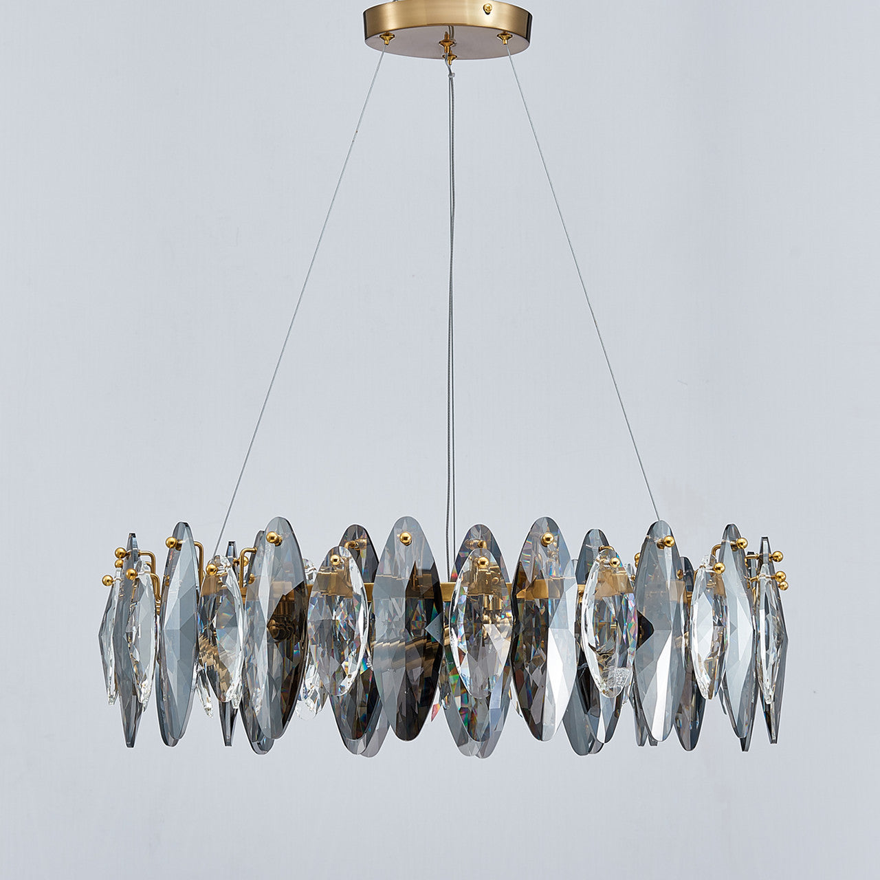Smoked Crystal Round Chandelier 8 Lights