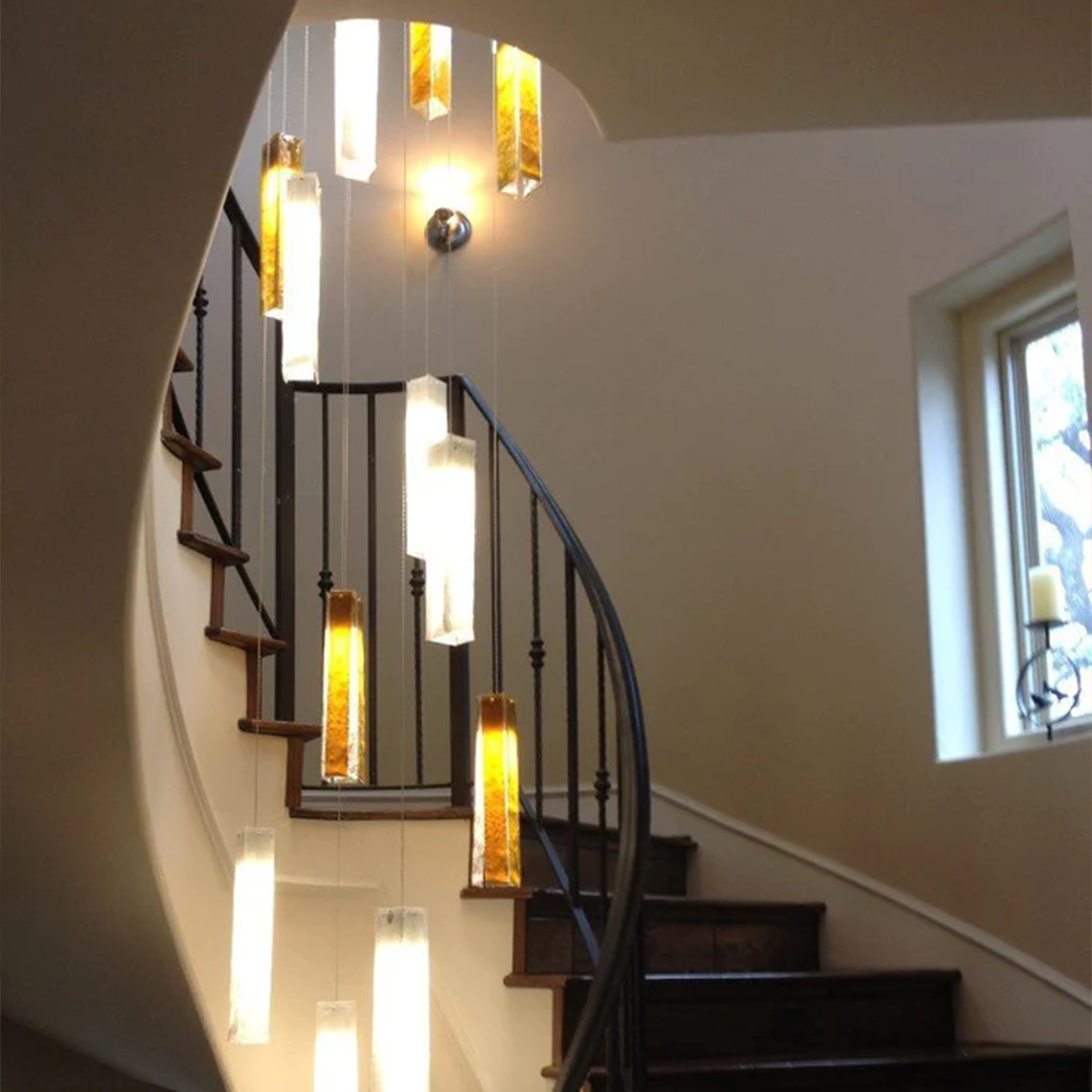 Rectangular  Glass  Pendant Chandelier Cluster - Cluster-1-Luxehomezone