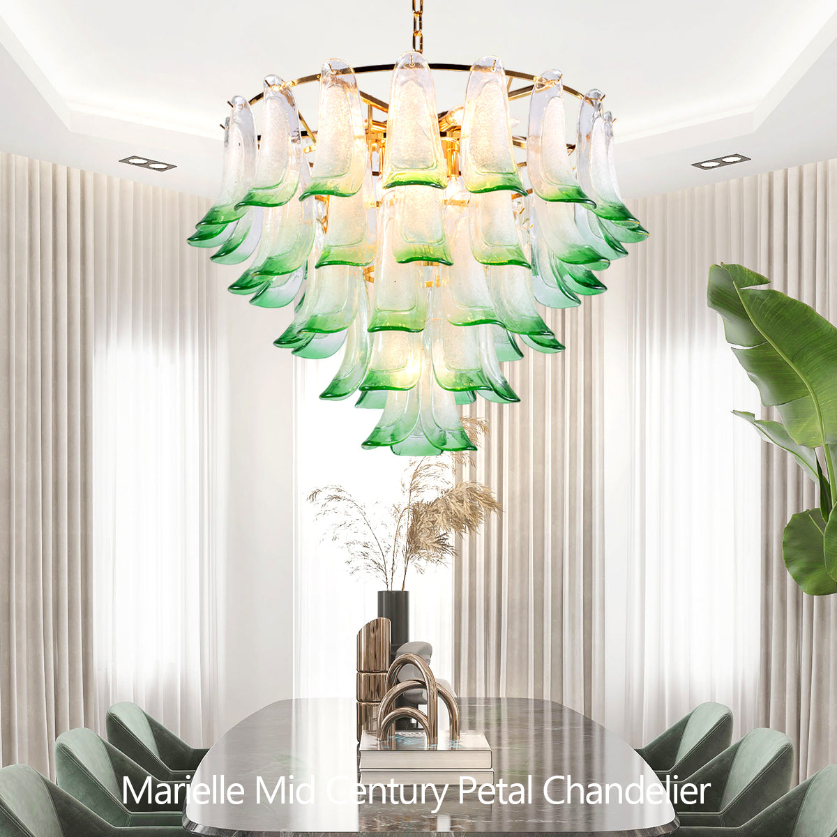 Lumis Murano Round Chandelier 30" Green