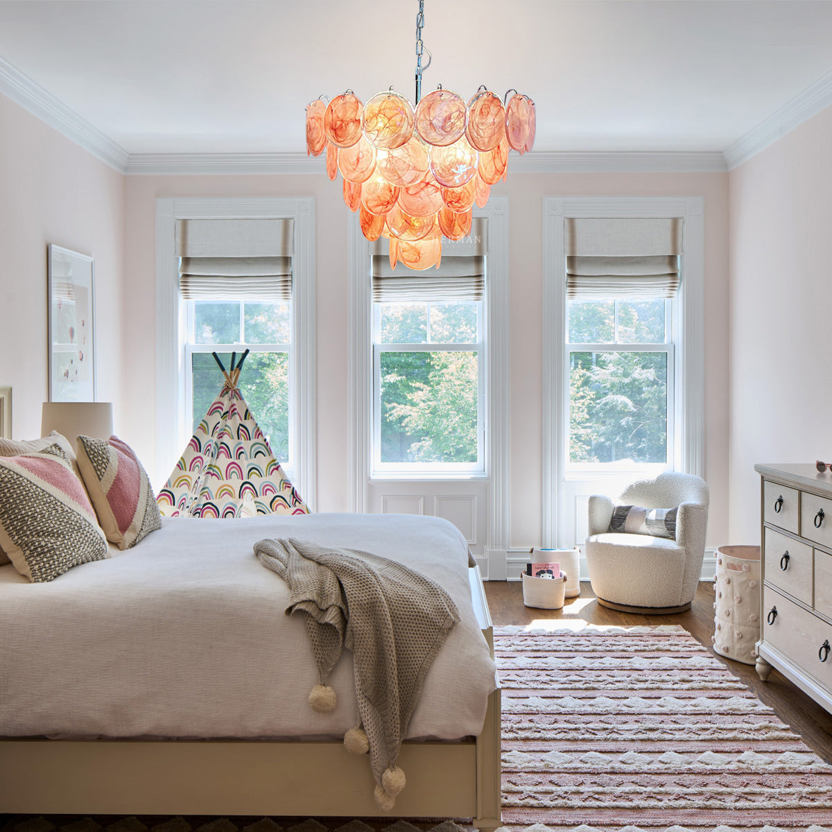Bettina Murano Glass Chandelier 57 Pink