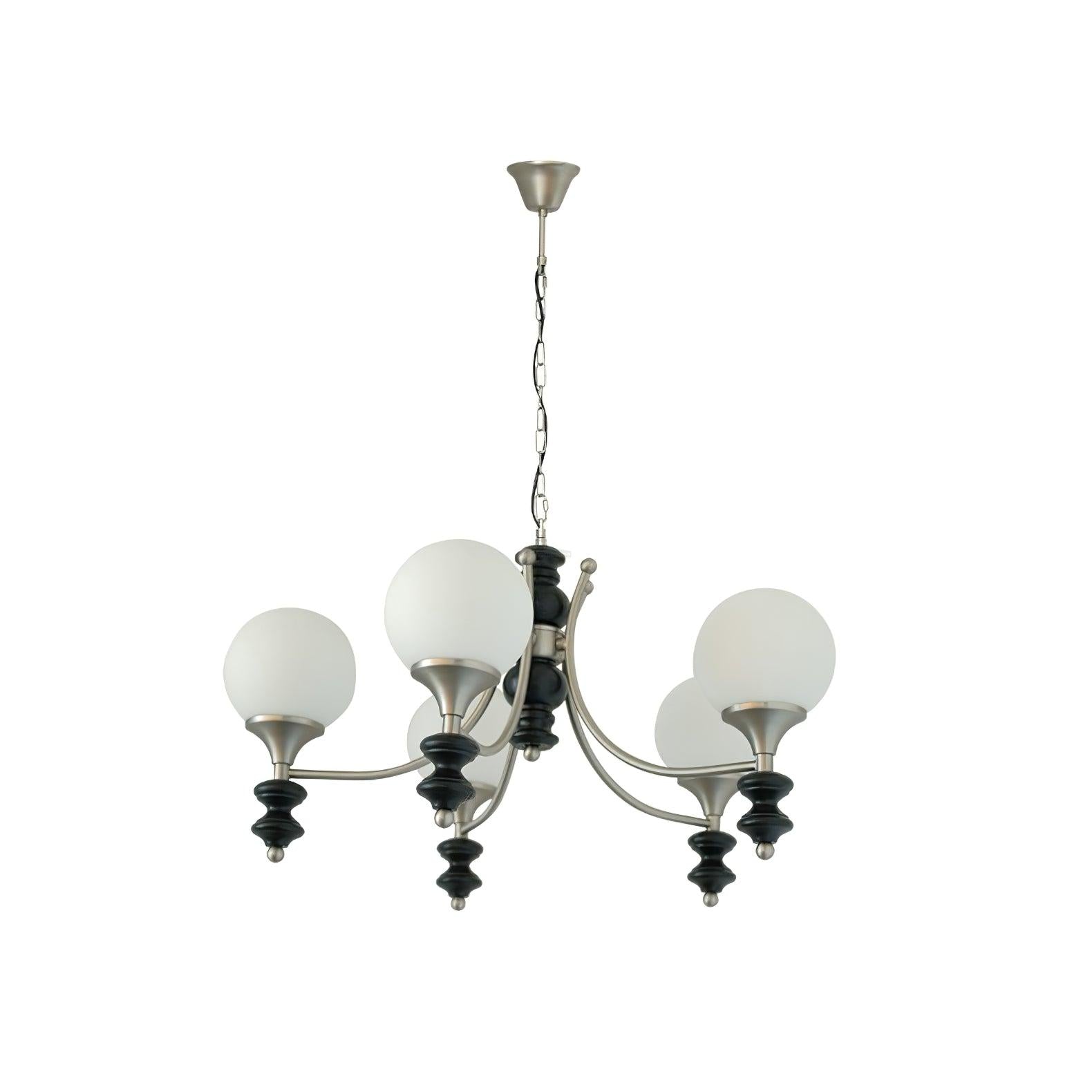 Tina Wooden Chandelier with 3/5 heads - Bend, Marshmallow Chandelier-1-Luxehomezone