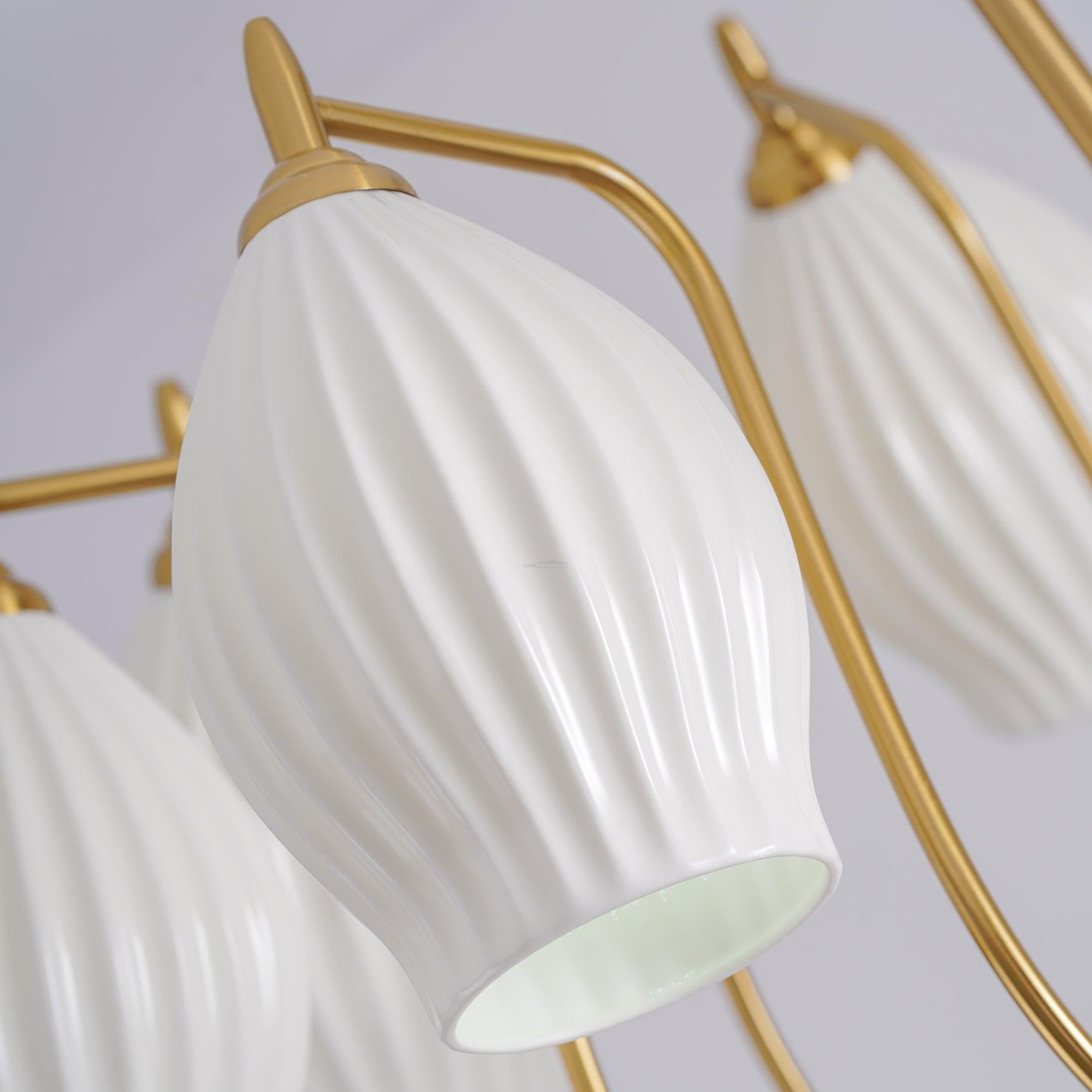 Ceramic Ribbed Chandelier with 4/6/8 heads - Flower Ceramic-1-Luxehomezone