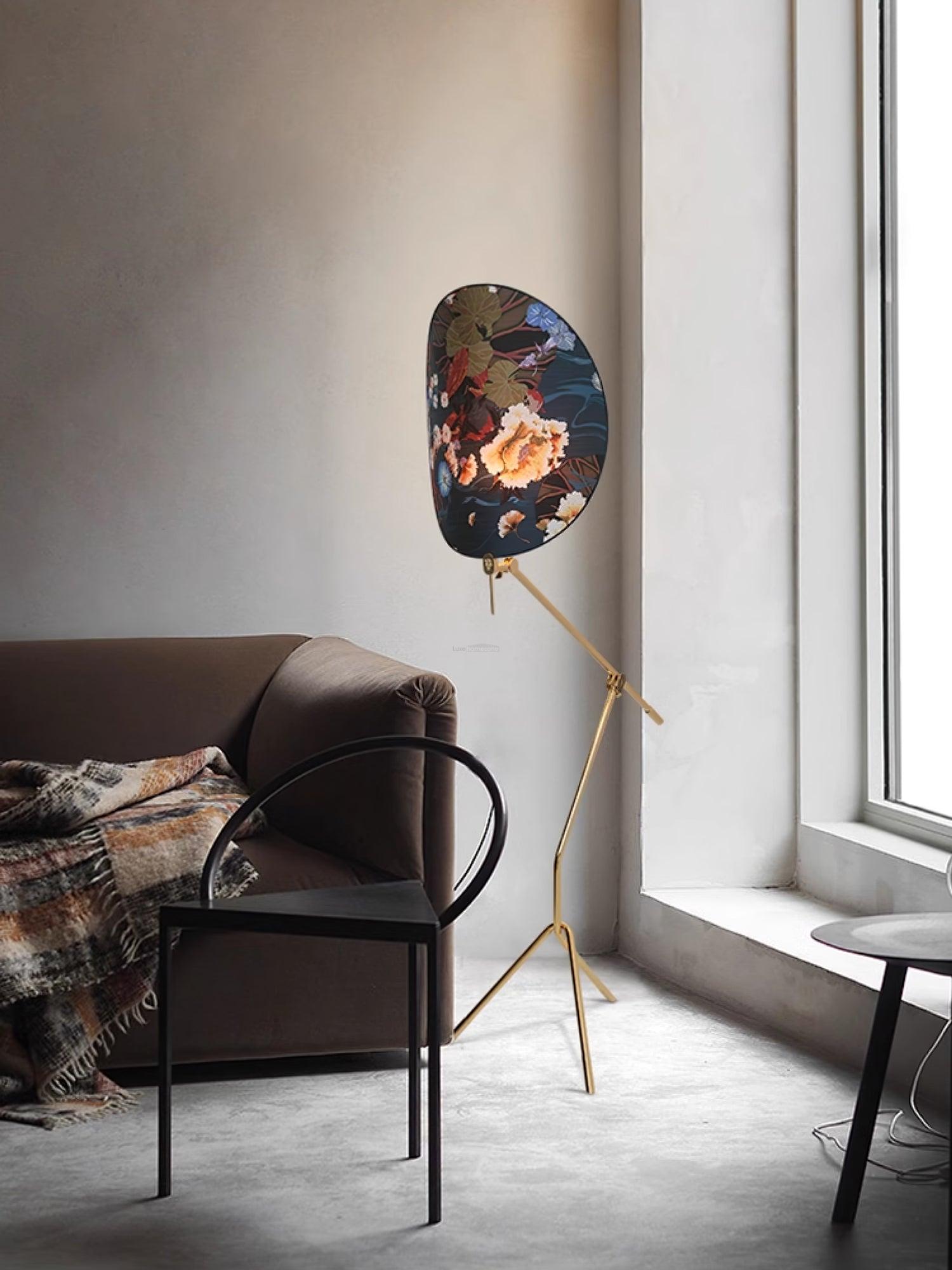 Floral Nocturne Floor Lamp ∅ 23.6″ - Drapery-1-Luxehomezone