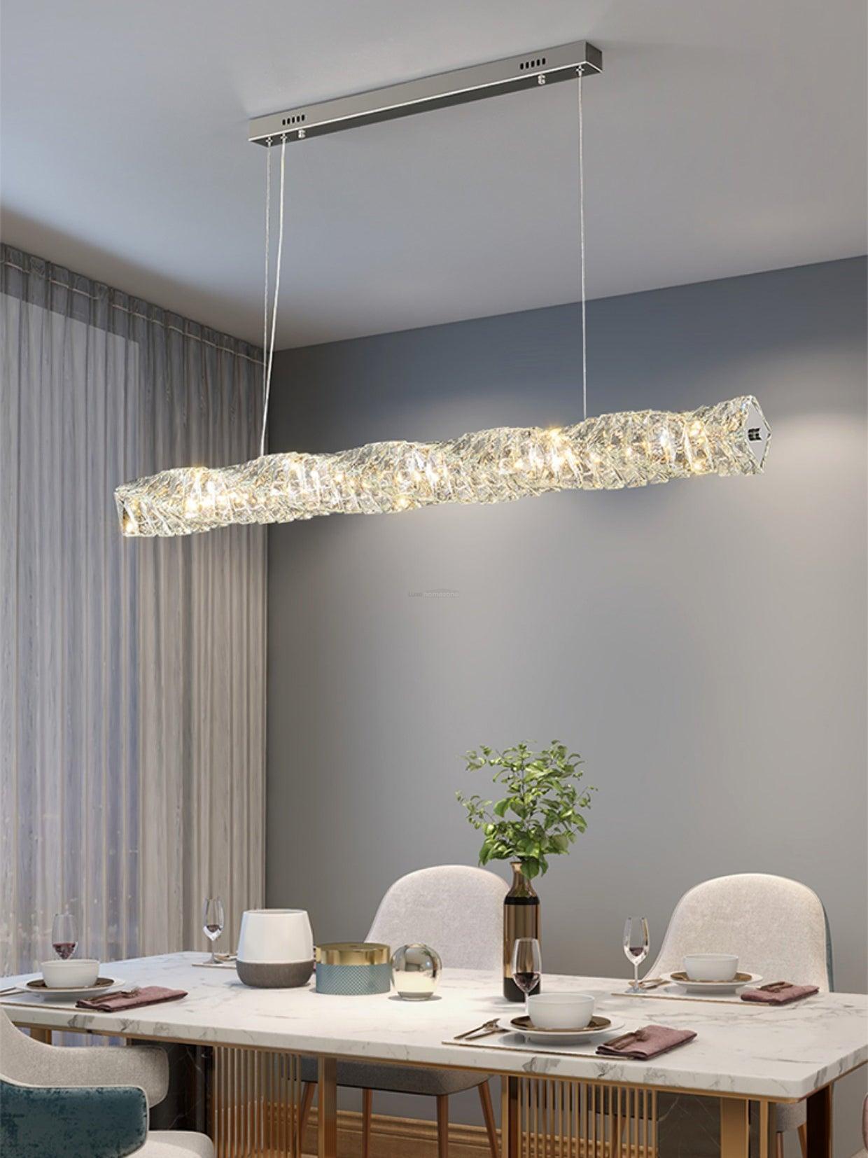 Long Crystal  Linear Pendant Light - Bar-1-Luxehomezone
