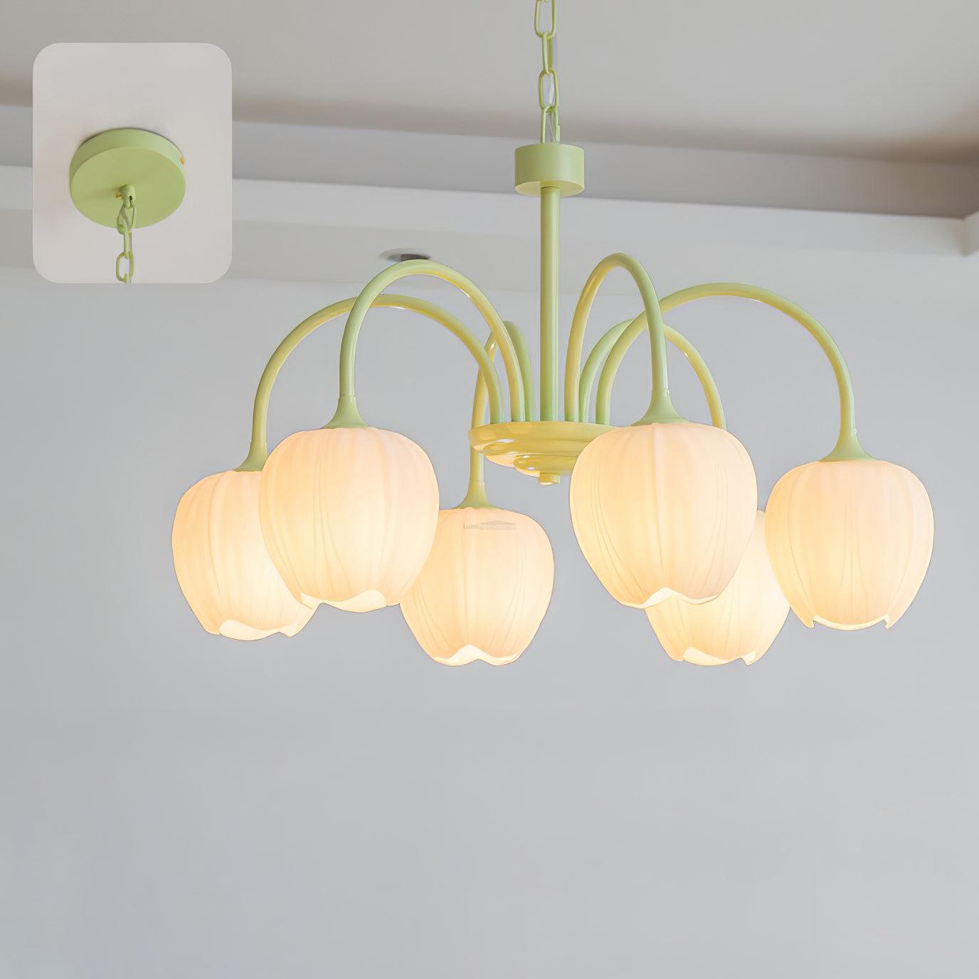 Tulip Matcha Chandelier with 5/6/8 heads - Luxehomezone
