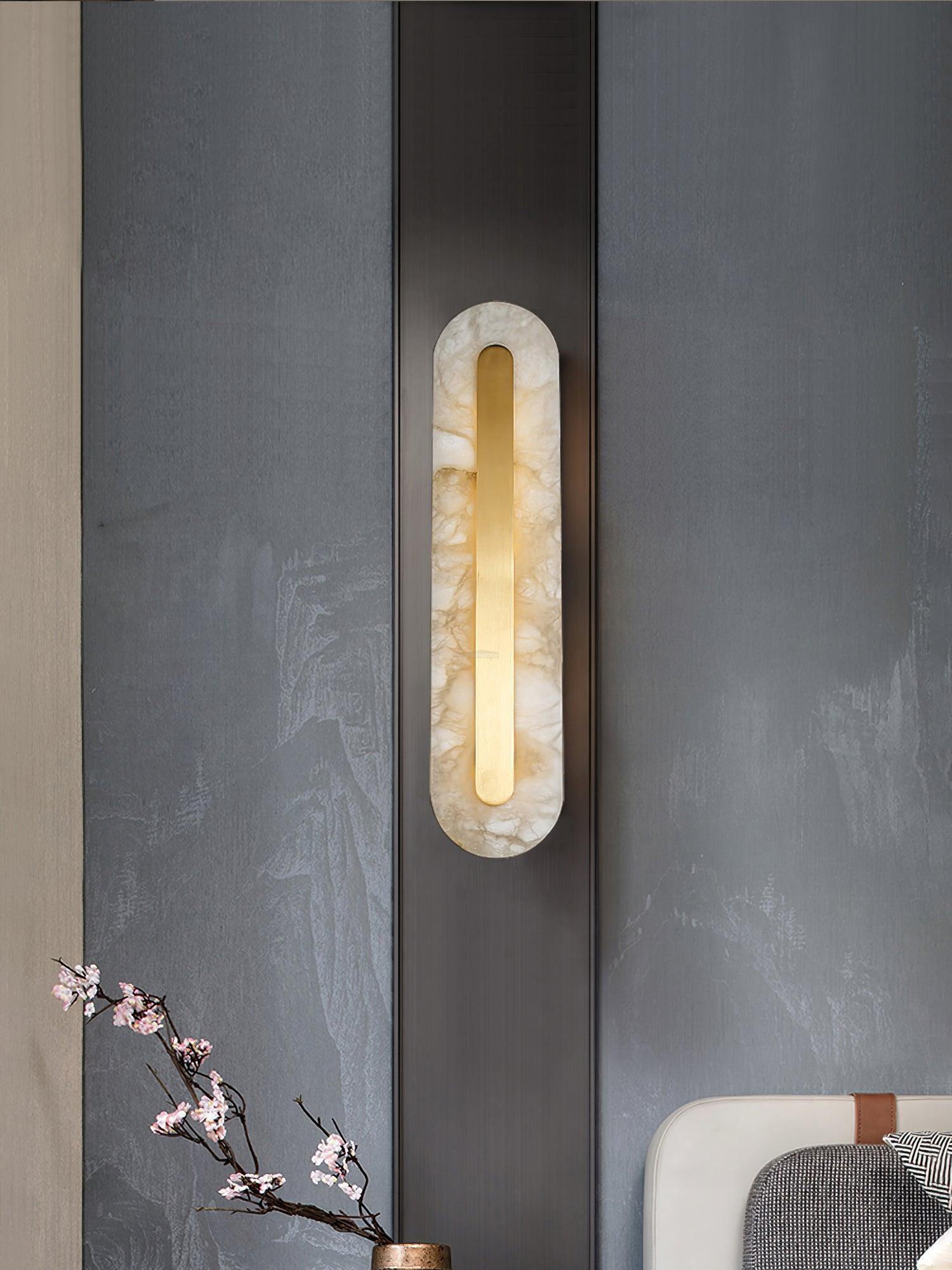 Alabaster Rounded Wall Sconce - Alabaster, Alabaster Wall Lamp-1-Luxehomezone