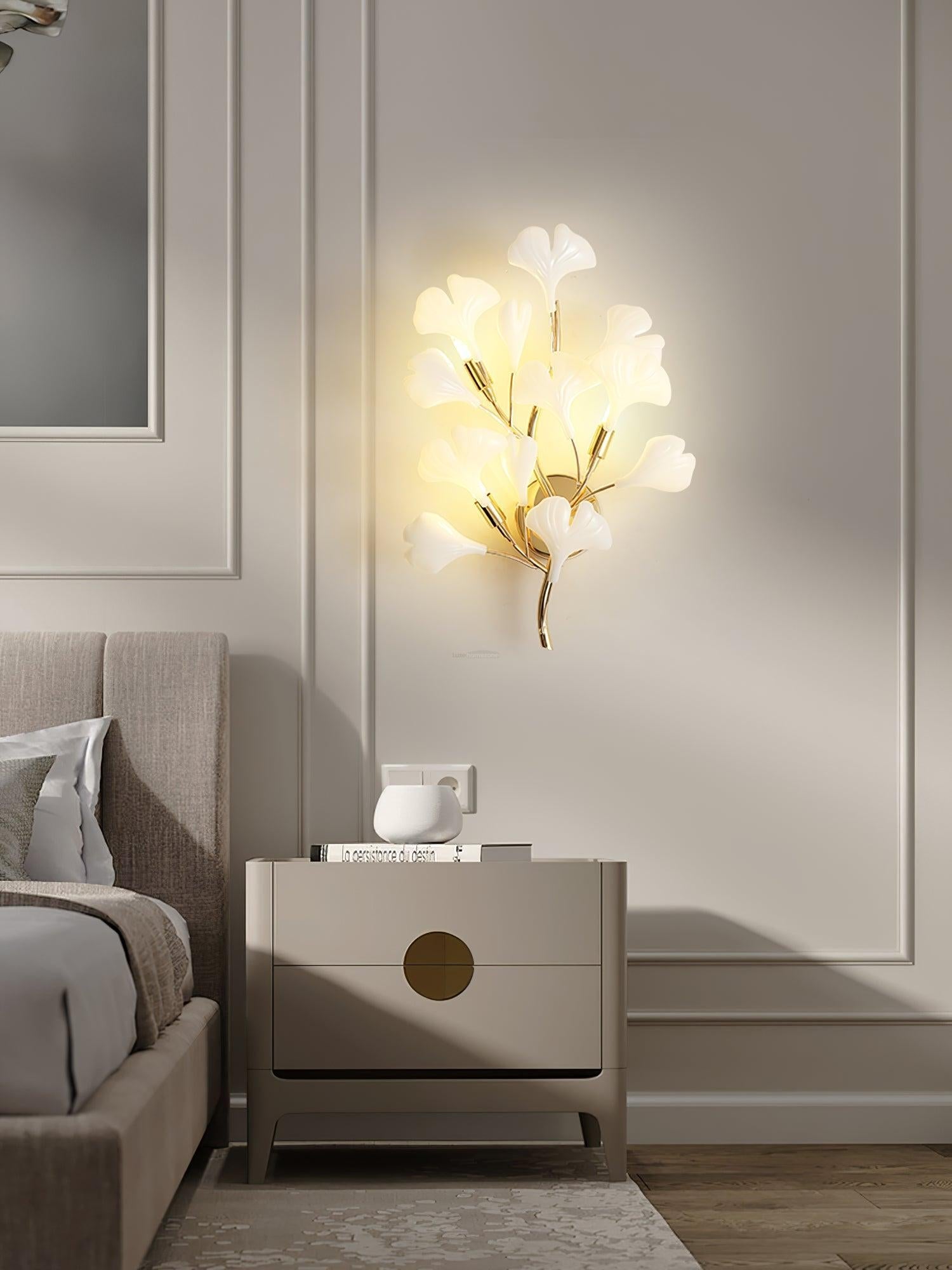 Gingko Wall Lamp with Leaves - Luxehomezone
