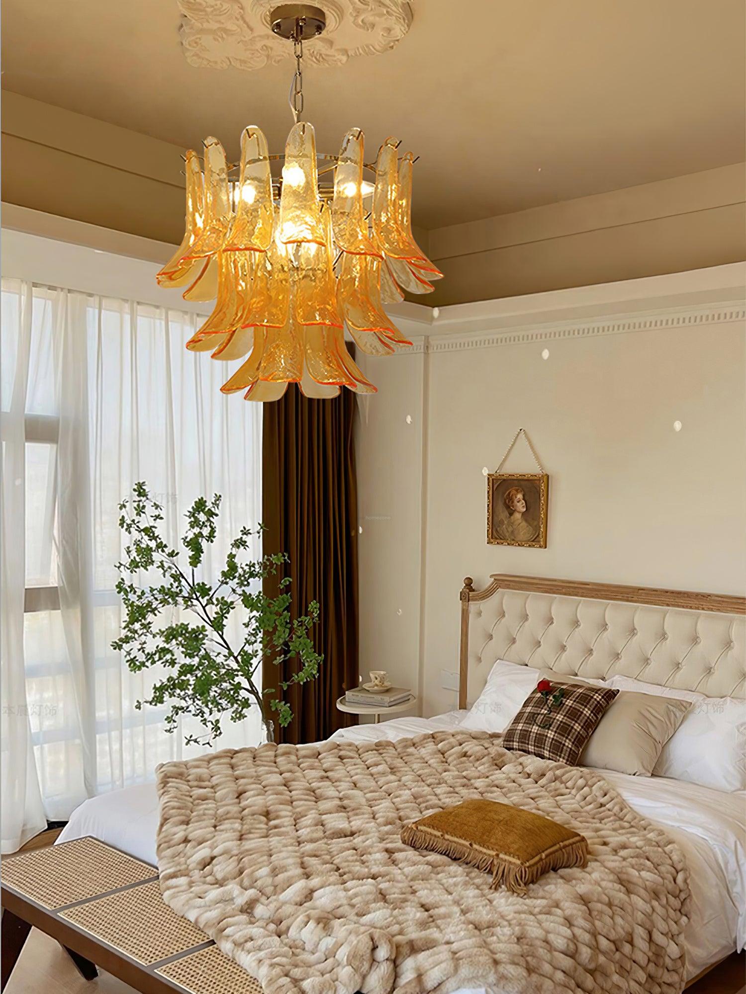 Glass Leaf Cascade Chandelier with 3/4 layer - Luxehomezone